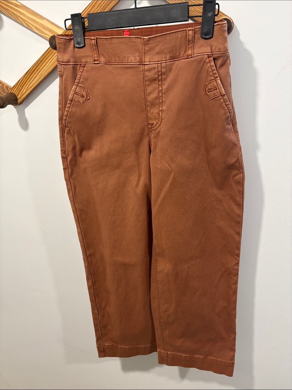 SPANX Stretch Twill Cropped Wide Leg Pants in a rust